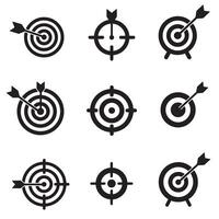 Clean crosshair icon collection with target aim silhouettes for apps or UI vector