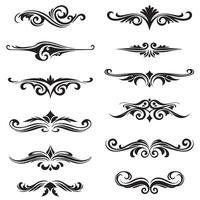 Abstract ornament pack with smooth swirl and swoosh shapes in silhouette vector