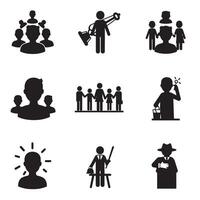 Diverse people icons in silhouette style for community and support graphics vector
