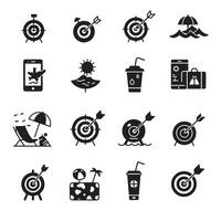 Target signs and beach elements in silhouette for creative branding vector