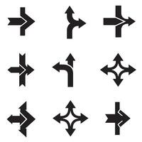 Flat arrow signs and navigation logos in a bold silhouette symbol collection vector
