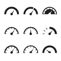 Dashboard speed gauge and RPM tachometer icons in bold silhouette graphic bundle vector