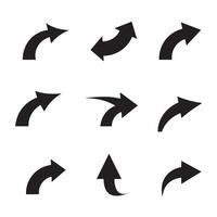 Line art design set with curved arrows hand pointers and direction silhouettes vector