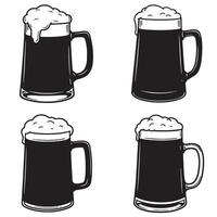 Beer mug illustration set in bold silhouette for graphic and web layout vector