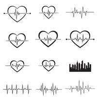 Heartbeat tracing line in solid silhouette for emergency and wellness use vector