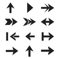 Flat silhouette icon bundle with arrow directions and logo pointing navigation symbols vector