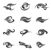 Flourish swirl and modern swoosh icon bundle in clean silhouette form vector