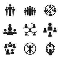 Group unity icons with simple silhouette style for web and print vector