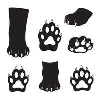Cute cat foot print and paw silhouette bundle for feline graphic design use vector