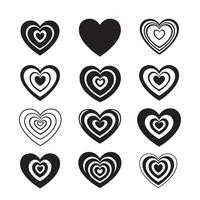 Heart focus target symbols in clean silhouette form for love theme graphics vector