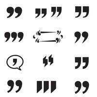 Simple black quotation marks used for editorial layout content creation and typography vector