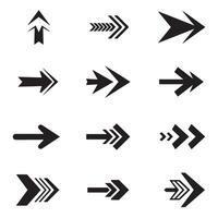 Logo symbol collection with flat arrow direction and pointing silhouettes for signage vector
