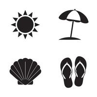 Silhouette summer icon set for beach party tropical drinks and island escape graphics vector