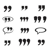 Diverse quotation mark icon collection for branding communication and graphic decor vector