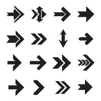 Flat silhouette bundle with logo pointing arrows and direction navigation icons vector