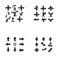 Control panel directional icon set silhouette for app interfaces and data flow maps vector