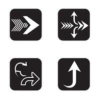 Arrows in silhouette icon style for guides panels buttons and website layouts vector