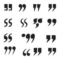 Graphic black quotation marks collection perfect for magazine design and book publishing vector