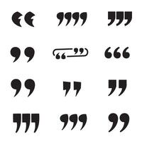 Minimalist black quote mark set for clean modern layout page design and article headers vector