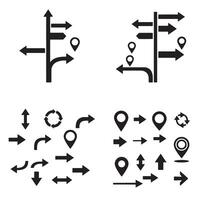 Clean directional icon silhouette set used for menus app controls and website icons vector