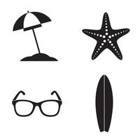 Silhouette beach elements icon set for summer joy and vacation inspiration vector