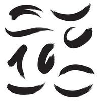 Creative bundle of hand drawn curved brushes and gesture strokes in silhouette style vector
