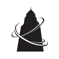 Modern building icon logo silhouette used in urban development branding and architecture vector