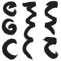 Gesture brush icon bundle with curved strokes in a stylish silhouette format vector