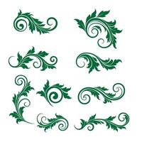 Stylish swirl leaves ornament set perfect for artistic branding and design accents vector