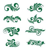 Swirl leaves ornament set used in classical patterns decoration and vintage borders vector
