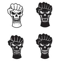 Horror skull hand silhouette set for dark art designs and alternative poster themes vector