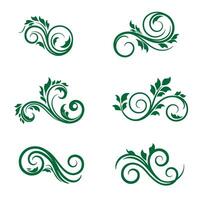 Beautiful swirl leaves ornament set used in floral frames borders and decor vector