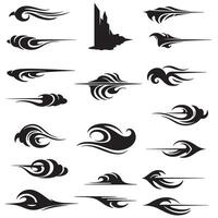 Stylish swirl lines and dynamic swooshes in bold silhouette artwork vector