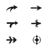 Bundle of curved direction arrows and pointing hands in clean black silhouette style vector