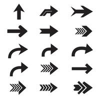 Navigation logo collection with flat arrows pointing in all directions silhouette style vector