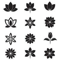 Creative flower shape icons set with symmetrical petal patterns for logos and decor art vector