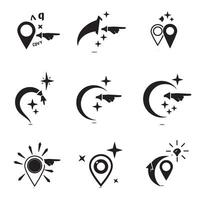 Editable silhouette collection of navigation hands curved arrows and direction signs vector