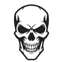 Evil skull head face silhouette used in haunted theme graphics and visual identity vector
