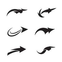 Navigation icon set with curved direction arrows and hand pointers in bold silhouettes vector