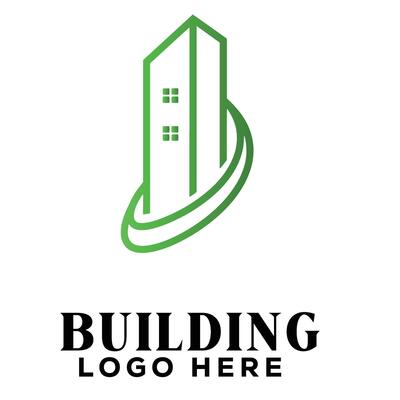Modern swirl real estate building logo symbol icon used in corporate housing and architectural firms