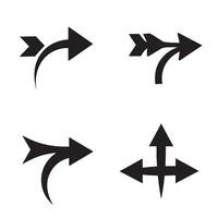 Bold and minimal directional arrow icons in silhouette for control interface vector