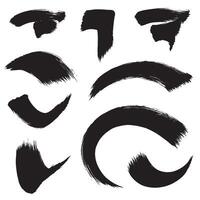 Stroke brush design pack with diverse curved and pointing elements in silhouette vector