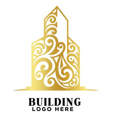 Classic swirl real estate building logo symbol icon designed for traditional brokerage and agencies