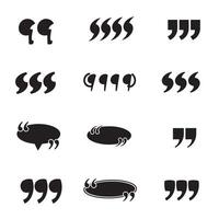 Flat quotation mark silhouettes collection for poster design print layout and templates vector