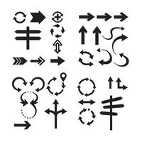 Black directional icon set silhouette for creative guides apps and tech branding vector
