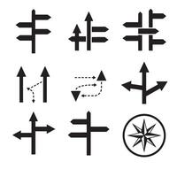 Layout design directional icon silhouettes for page building and tech dashboard themes vector