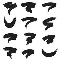 Decorative curved brush lines and pointing stroke symbols in artistic silhouette format vector