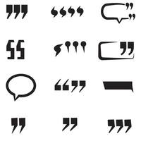 Assorted quote marks black symbols for communication themed layout and publishing tools vector