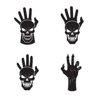 Dark skull hand bundle silhouette set used for intense and aggressive graphic design vector