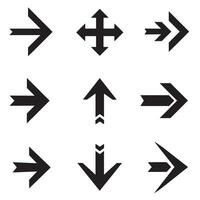 Flat arrow direction symbols and navigation icons in a clean logo silhouette layout vector